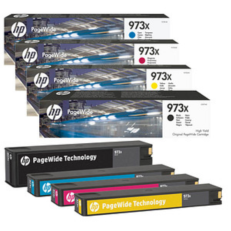 HP 973X(L0S07AE/F6T81AE/F6T82AE/F6T83AE) schwarz, cyan, magenta, gelb Druckerpatronen, 4er-Set – Bild 1 von 11