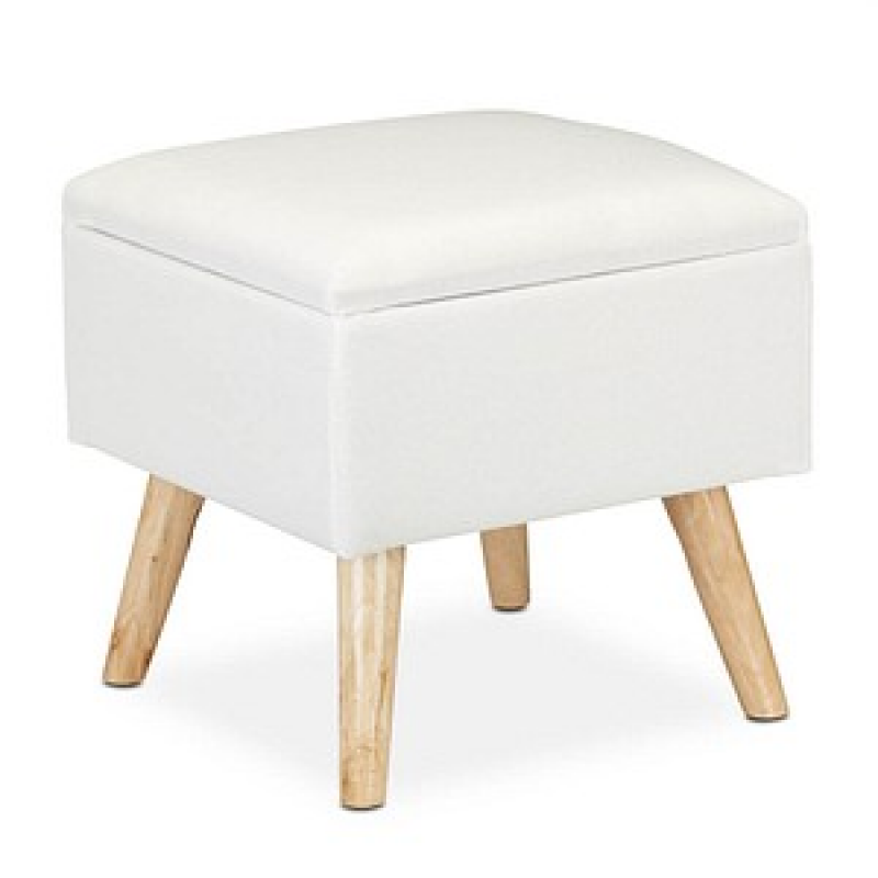 relaxdays Wohnzimmer-Hocker mit Stauraum 10029605_49 weiß, 1 St. – Bild 1 von 10