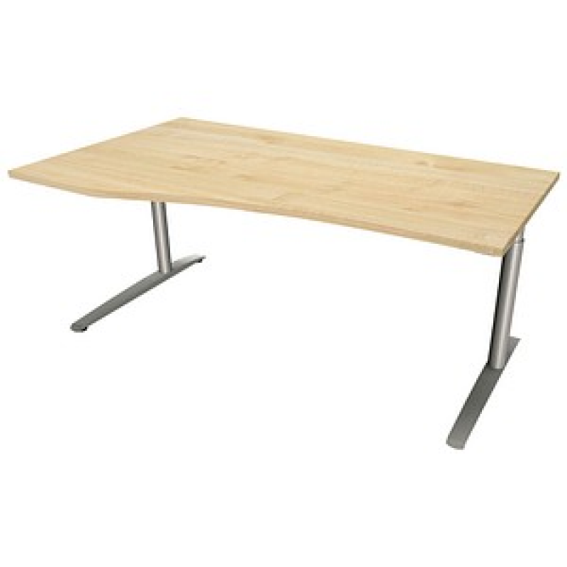 fm fastline höhenverstellbarer Schreibtisch königsahorn Bogenform, C-Fuß-Gestell silber 180,0 x 80,0/100,0 cm – Bild 1 von 2