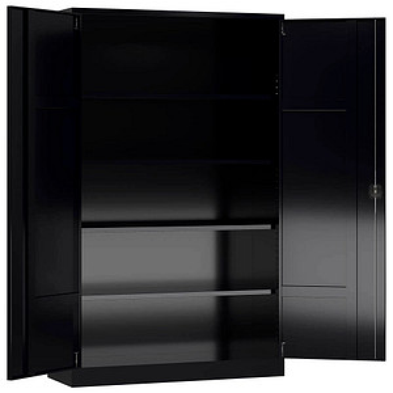 ClassiX Stahlschrank X-530379 tiefschwarz 4 Fachböden 120,0 x 42,0 x 194,5 cm, aufgebaut, 1 St. – Bild 1 von 3