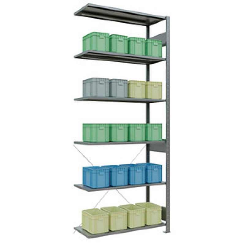 SCHULTE Anbau-Schwerlastregal MULTIplus 150 12746 silber 100,0 x 40,0 x 250,0 cm – Bild 1 von 6