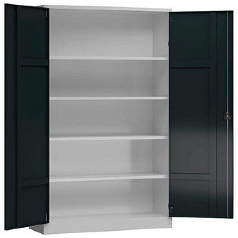 ClassiX Stahlschrank X-530378 anthrazit, lichtgrau 4 Fachböden 120,0 x 42,0 x 194,5 cm, aufgebaut, 1 St. – Bild 1 von 3