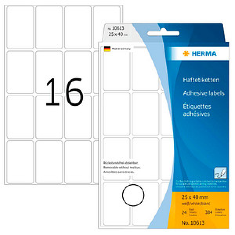HERMA Movables Etiketten 10613 weiß 25,0 x 40,0 mm, 384 Etiketten – Bild 1 von 4