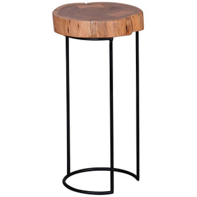 WOHNLING Beistelltisch rund Massivholz akazie 28,0 x 28,0 x 55,0 cm, 1 St. – Bild 1 von 6