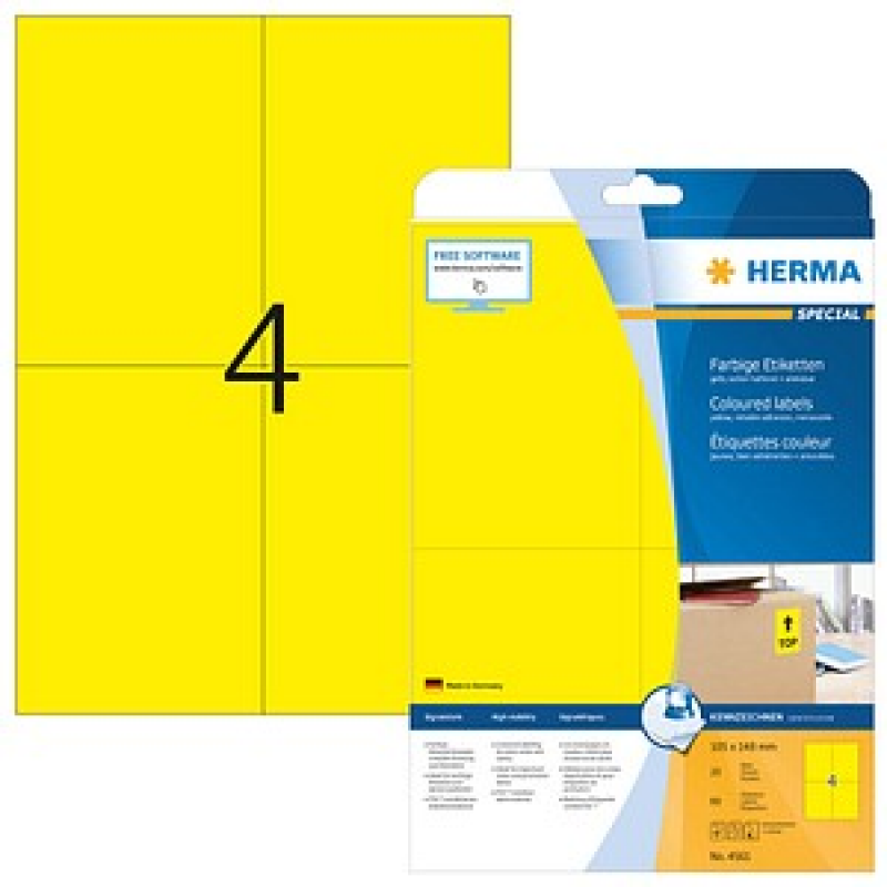 HERMA Etiketten 4561 gelb 105,0 x 148,0 mm, 20 Blatt – Bild 1 von 5