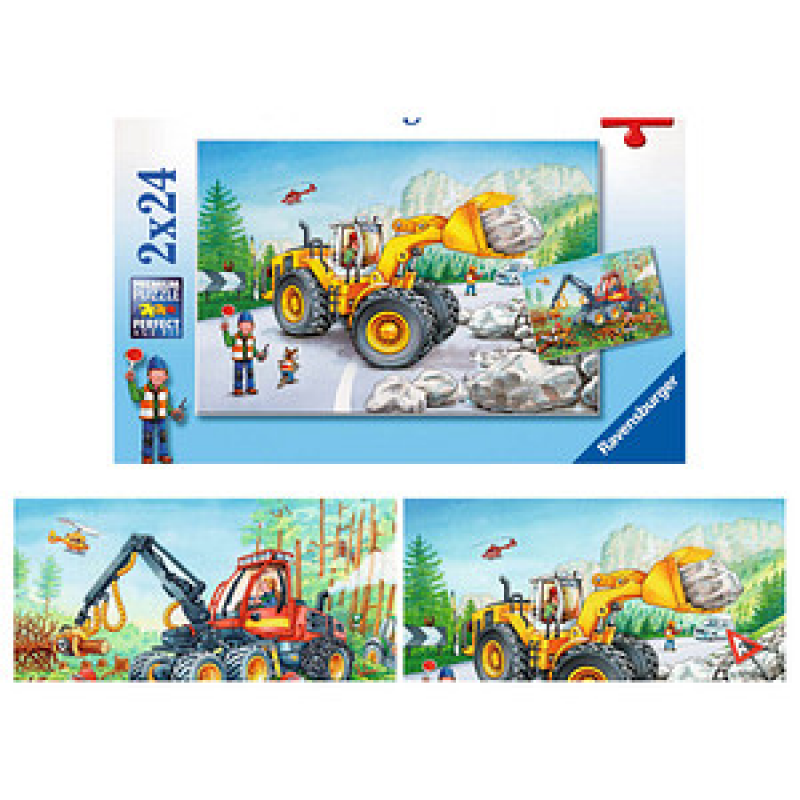 Ravensburger Bagger und Waldtraktor Puzzle, 2 x 24 Teile – Bild 1 von 4