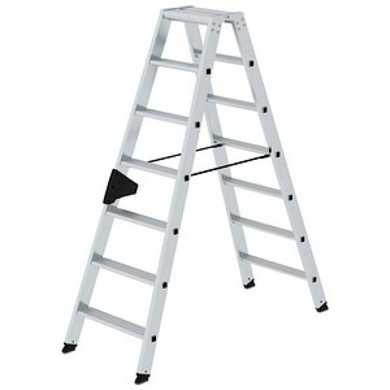 MUNK Stehleiter beidseitig 40214 silber 2x 7 Stufen, H: 161,0 cm – Bild 1 von 10