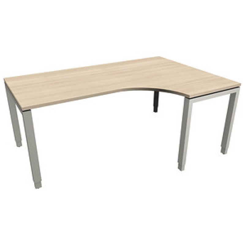 fm Sidney höhenverstellbarer Schreibtisch akazie C-Form, Bügel-Gestell silber 180,0 x 80,0/120,0 cm – Bild 1 von 2