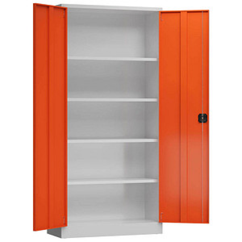 ClassiX Stahlschrank X-530354 feuerrot, lichtgrau 4 Fachböden 92,0 x 50,0 x 194,5 cm, aufgebaut, 1 St. – Bild 1 von 3