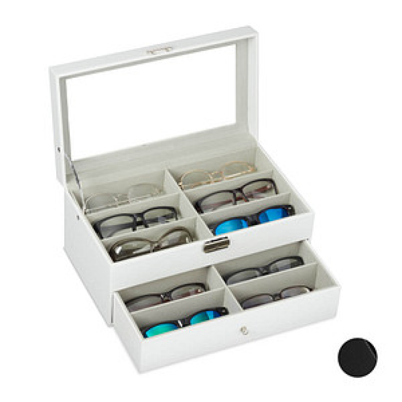 relaxdays Brillenbox weiß 33,5 x 19,5 x 15,5 cm, 1 St. – Bild 1 von 9