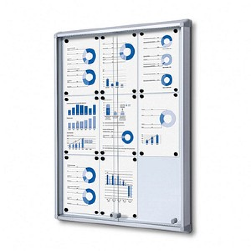 Showdown® Displays Schaukasten SL grau 9x DIN A4 72,0 x 5,9 x 98,2 cm, 1 St. – Bild 1 von 5