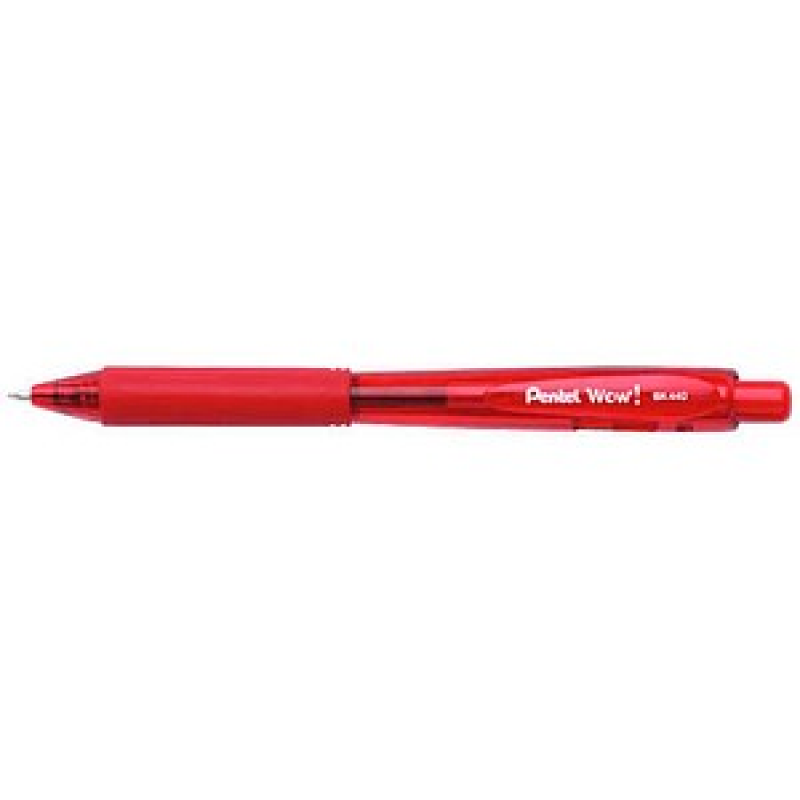 Pentel Kugelschreiber BK440 rot/transparent, Schreibfarbe: rot, 1 St.