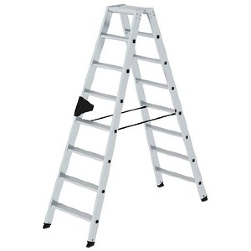 MUNK Stehleiter beidseitig 40216 silber 2x 8 Stufen, H: 185,0 cm – Bild 1 von 10