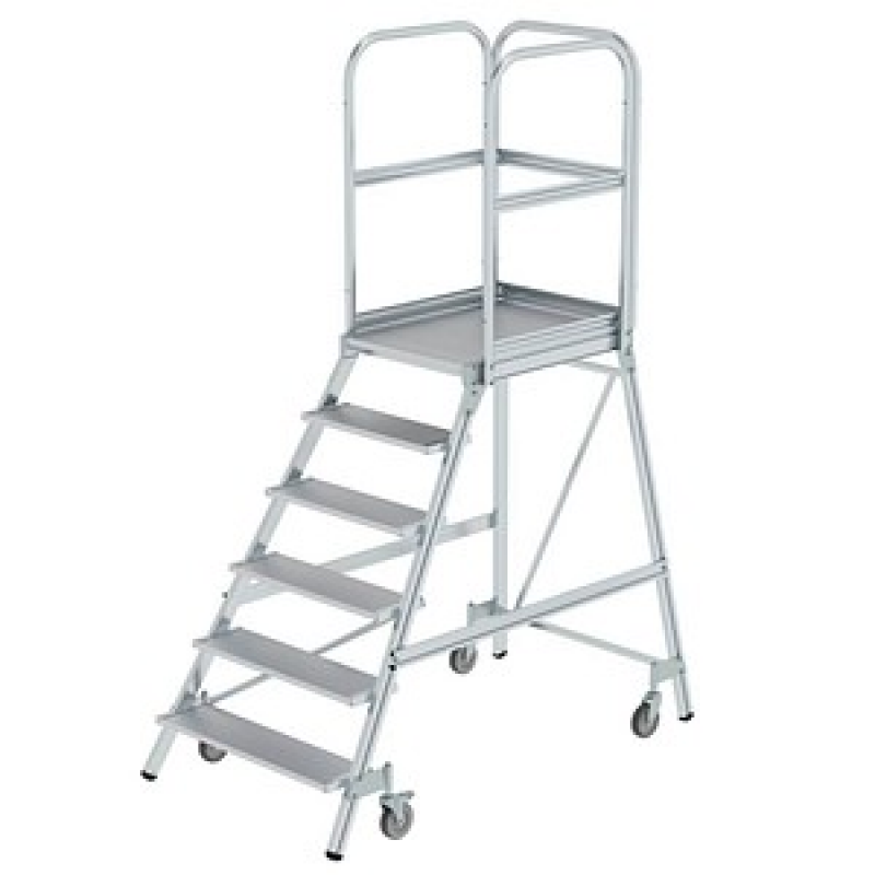 MUNK Podestleiter 50106 fahrbar silber 6 Stufen, H: 244,0 cm
