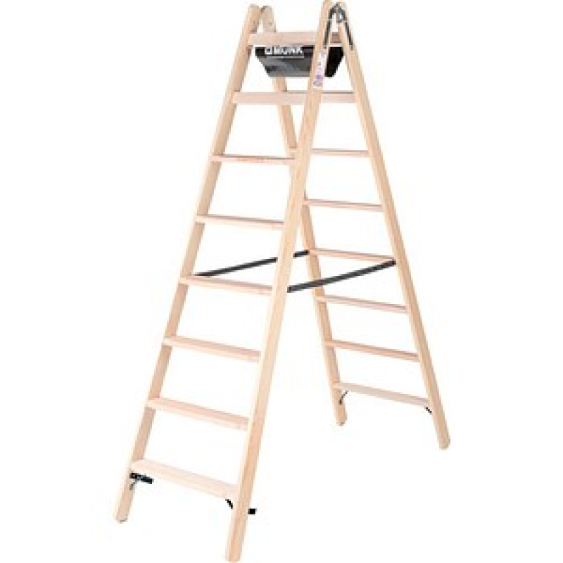 MUNK Stehleiter beidseitig 33816 natur 2x 8 Sprossen, H: 236,0 cm – Bild 1 von 2