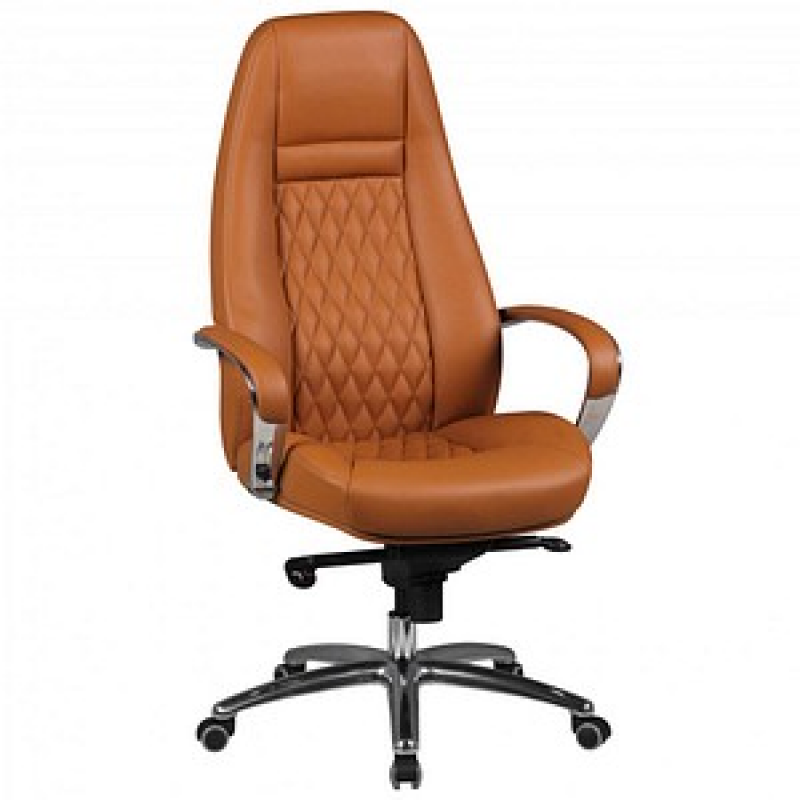 AMSTYLE Chefsessel, SPM1.299 Leder braun, Gestell silber – Bild 1 von 5