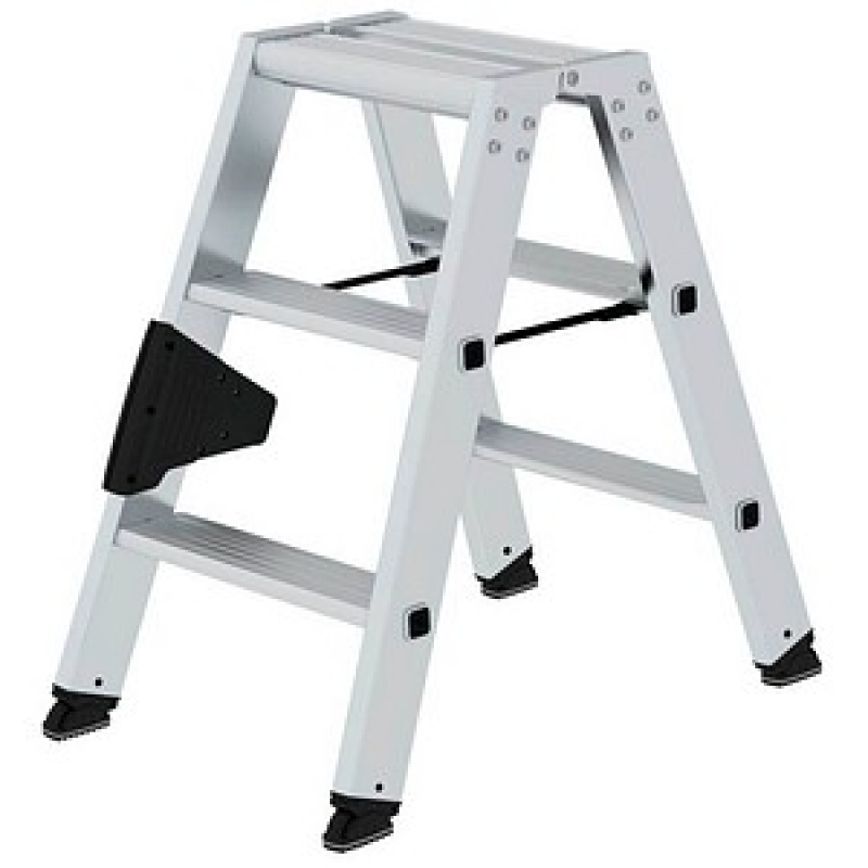 MUNK Stehleiter beidseitig 40206 silber 2x 3 Stufen, H: 67,0 cm – Bild 1 von 10