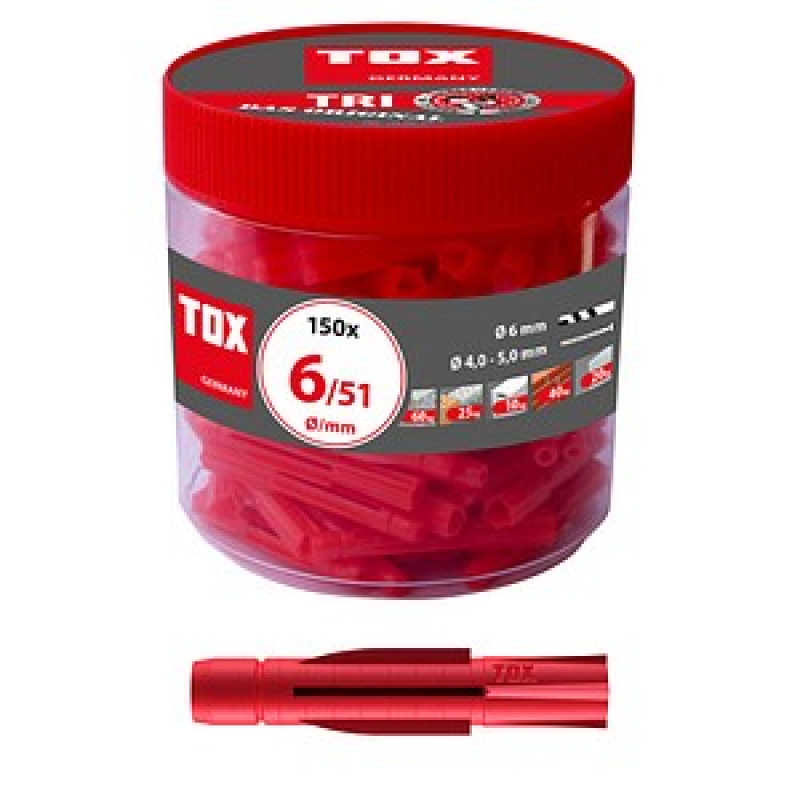 TOX TRI 6/51 010260041 Universaldübel Ø 6 mm x 51 mm, 150 St. – Bild 1 von 5