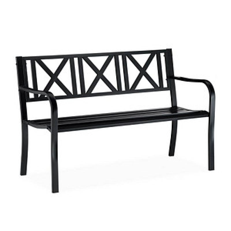 relaxdays Gartenbank 10026112_0 schwarz Metall 127,0 cm – Bild 1 von 8