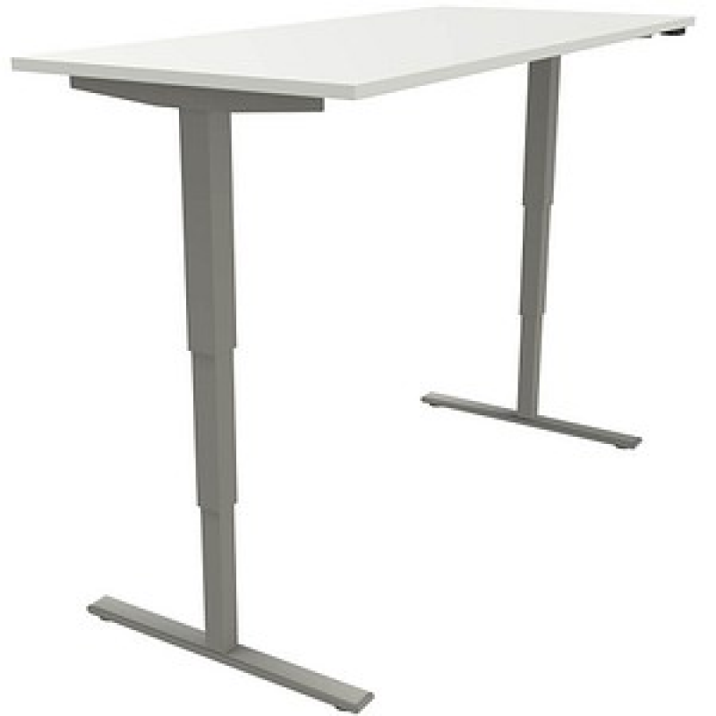 fm fastline elektrisch höhenverstellbarer Schreibtisch weiß rechteckig, T-Fuß-Gestell silber 180,0 x 80,0 cm – Bild 1 von 2