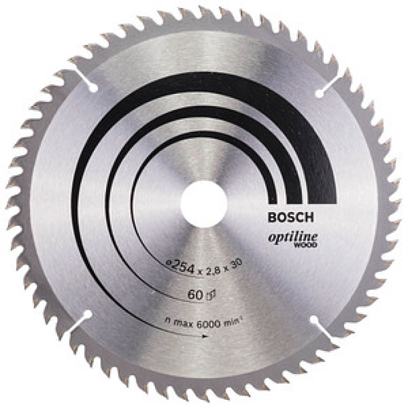 AKTION: BOSCH Optiline Wood Kreissägeblatt 254,0 mm, 60 Zähne, 1 St. mit Prämie nach Registrierung – Bild 1 von 3