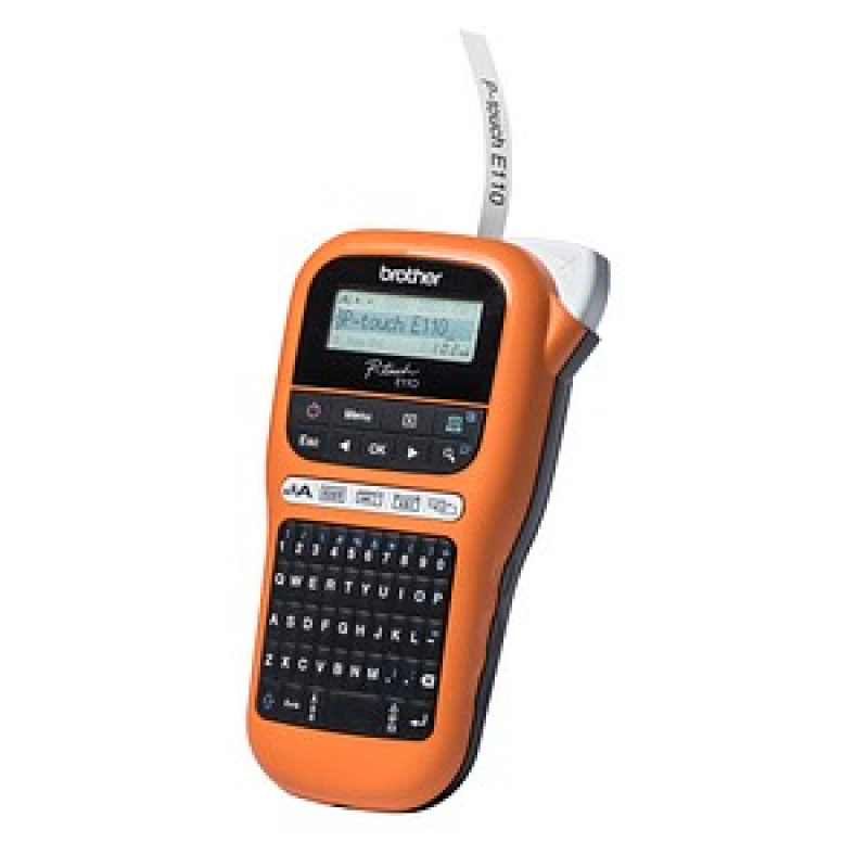brother P-touch E110 Beschriftungsgerät schwarz, orange – Bild 1 von 5