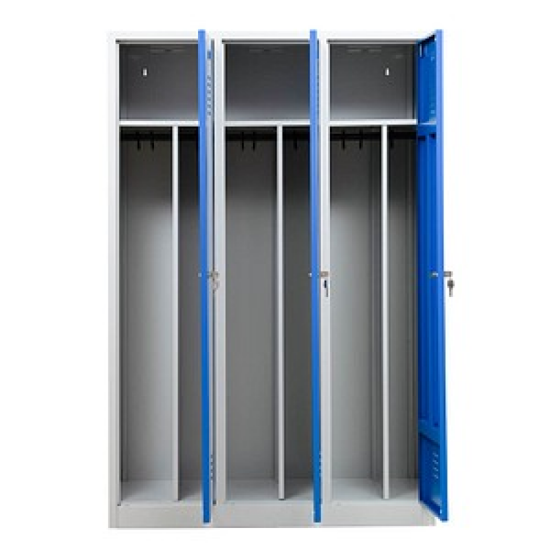 Gürkan Spind lichtgrau, enzianblau 105456, 3 Schließfächer 118,5 x 50,0 x 180,0 cm – Bild 1 von 7