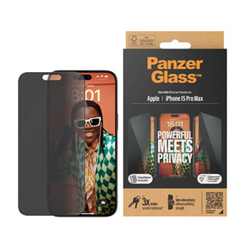 PanzerGlass™ Privacy UWF mit Applikator Display-Blickschutzglas für Apple iPhone 15 Pro Max – Bild 1 von 4