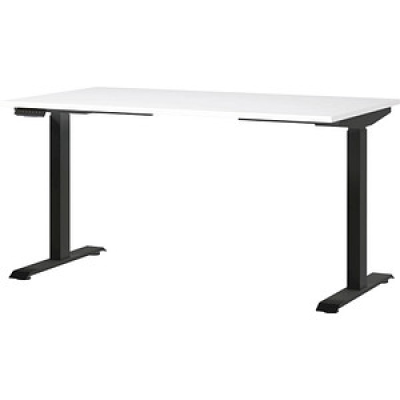 GERMANIA JET höhenverstellbarer Schreibtisch weiß rechteckig, T-Fuß-Gestell schwarz 140,0 x 80,0 cm – Bild 1 von 6