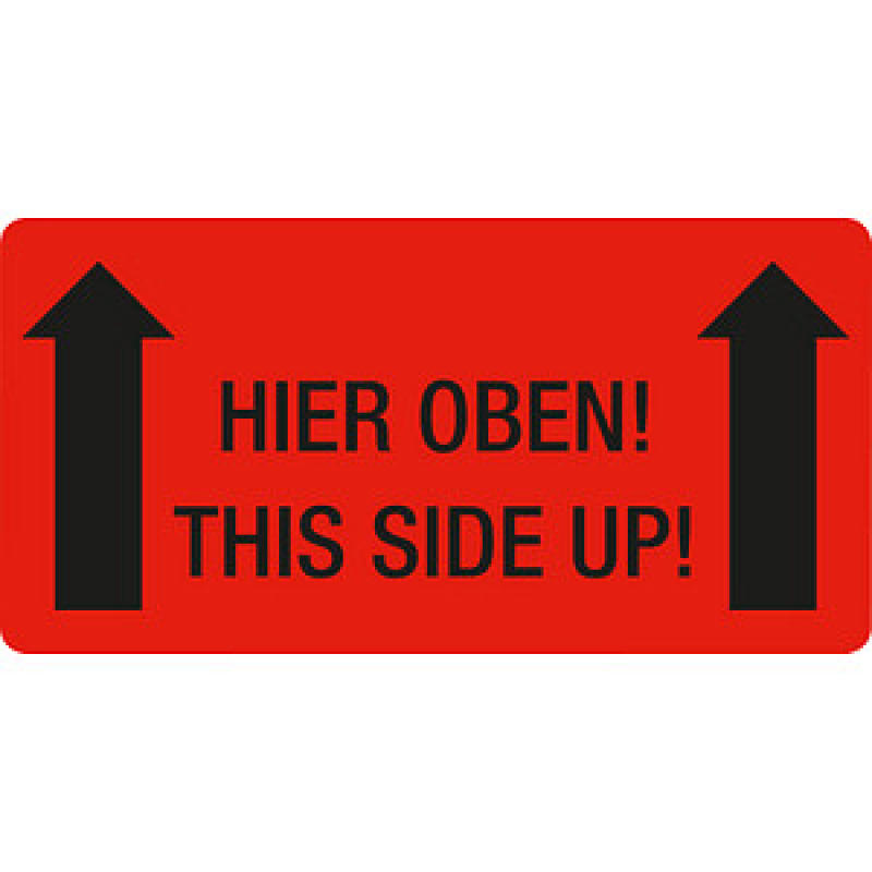 EICHNER Warnetiketten rot »Hier oben!« 100,0 x 50,0 mm, 250 Etiketten – Bild 1 von 2