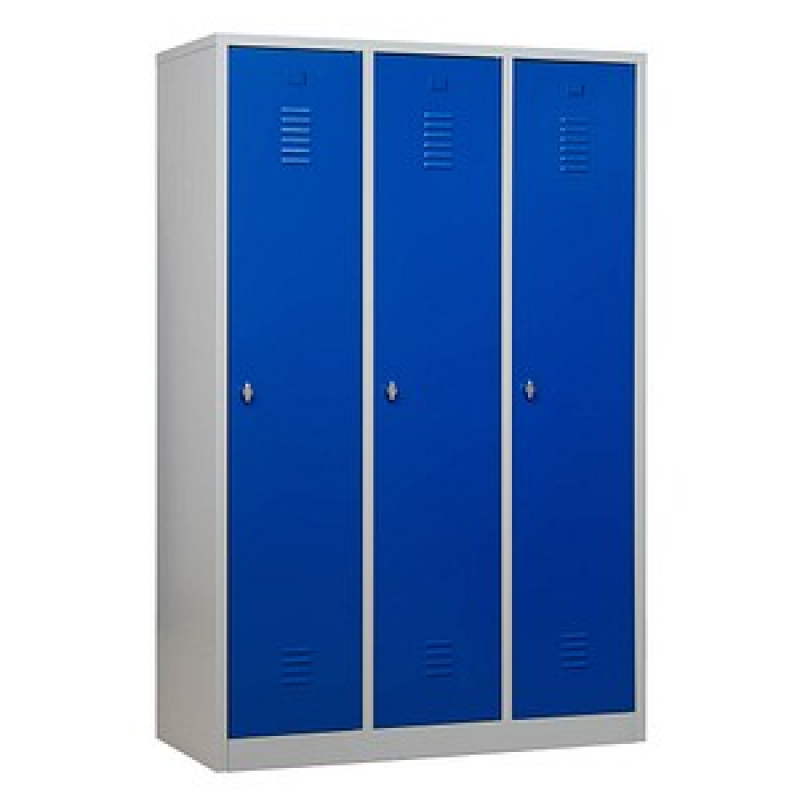 Gürkan Spind lichtgrau, enzianblau 105460, 3 Schließfächer 118,5 x 50,0 x 180,0 cm – Bild 1 von 5