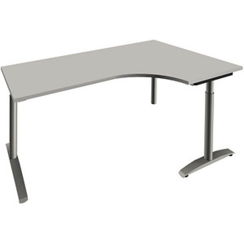 fm Sidney höhenverstellbarer Schreibtisch lichtgrau Bogenform, C-Fuß-Gestell Rundrohr silber 180,0 x 80,0 cm – Bild 1 von 2