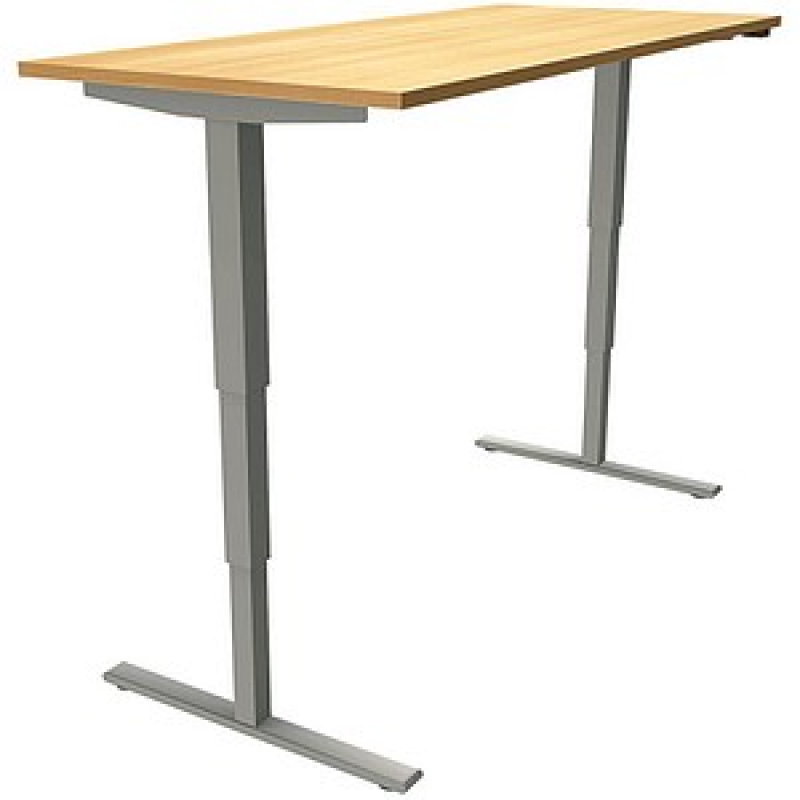 fm Sidney elektrisch höhenverstellbarer Schreibtisch buche rechteckig, T-Fuß-Gestell silber 160,0 x 80,0 cm – Bild 1 von 2
