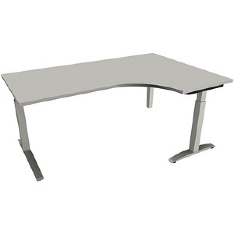fm Sidney höhenverstellbarer Schreibtisch lichtgrau Bogenform, C-Fuß-Gestell Quadratrohr silber 180,0 x 80,0 cm – Bild 1 von 2