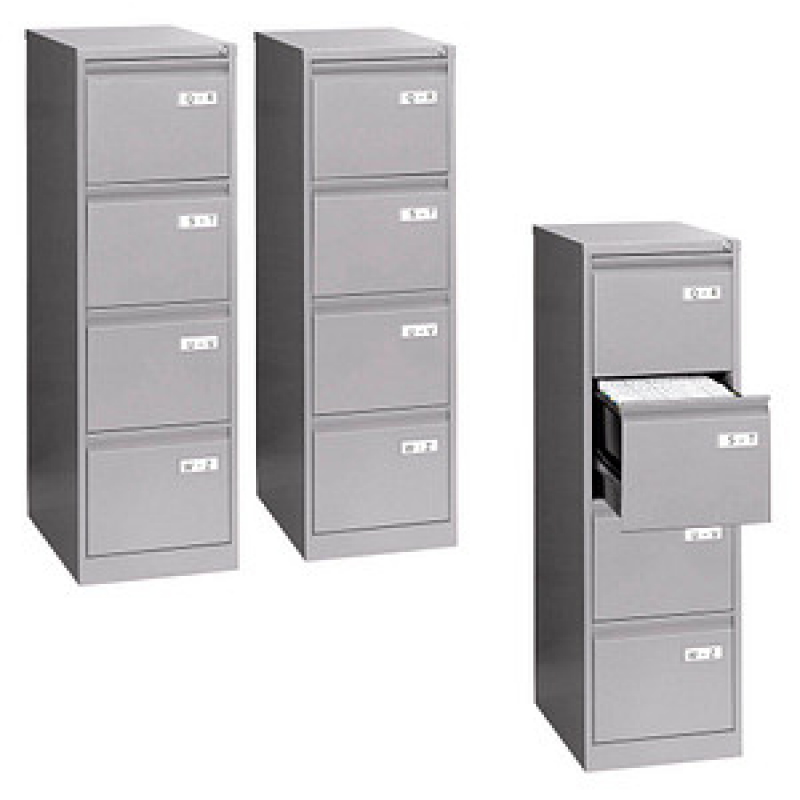AKTION: BISLEY LIGHT Hängeregistraturschränke silber 4 Schubladen 41,3 x 62,2 x 132,1 cm, 3 St. – Bild 1 von 5