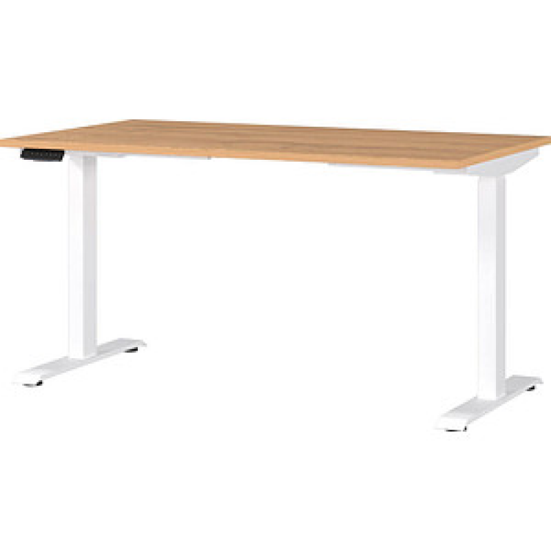 GERMANIA JET höhenverstellbarer Schreibtisch grandson-eiche rechteckig, T-Fuß-Gestell weiß 140,0 x 80,0 cm – Bild 1 von 5