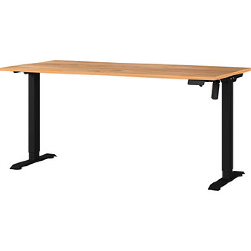 GERMANIA Boras höhenverstellbarer Schreibtisch navarra-eiche rechteckig, T-Fuß-Gestell schwarz 160,0 x 80,0 cm – Bild 1 von 4