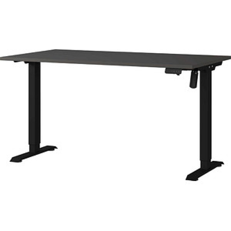 GERMANIA Boras höhenverstellbarer Schreibtisch grafit rechteckig, T-Fuß-Gestell schwarz 140,0 x 80,0 cm – Bild 1 von 5