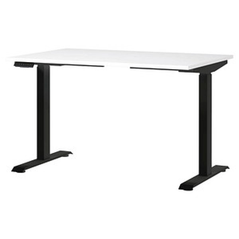 GERMANIA JET höhenverstellbarer Schreibtisch weiß rechteckig, T-Fuß-Gestell schwarz 120,0 x 80,0 cm – Bild 1 von 6