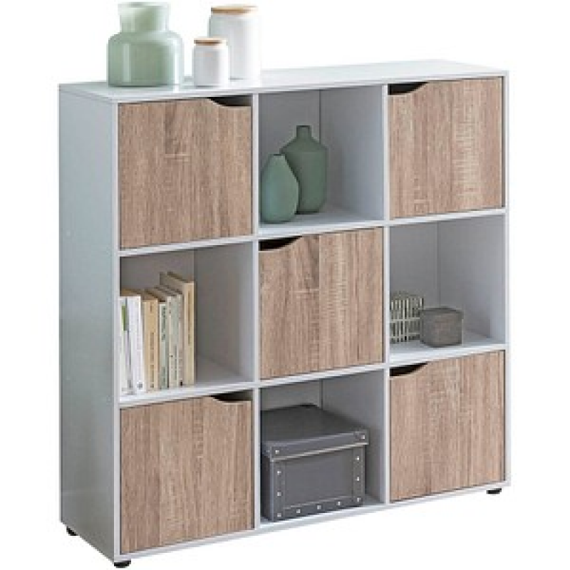 WOHNLING Regalschrank, WL5.526 weiß, sonoma-eiche 89,0 x 29,0 x 91,0 cm, 1 St. – Bild 1 von 11