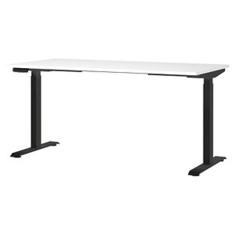 GERMANIA JET höhenverstellbarer Schreibtisch weiß rechteckig, T-Fuß-Gestell schwarz 160,0 x 80,0 cm – Bild 1 von 6