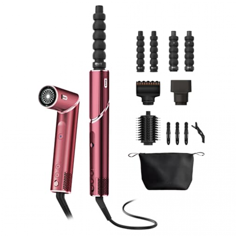 Shark FlexStyle 5-in-1 Haarstyler & -trockner mit Haarklammern und Aufbewahrungstasche in Dunkelrosa | HD456CREU | von SharkNinja – Bild 1 von 2