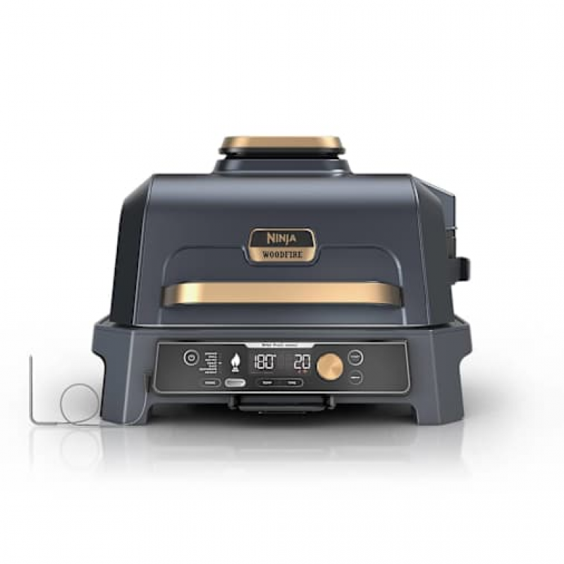 Ninja Woodfire Pro Connect XL Elektrischer Outdoor Grill & Smoker mit Abdeckung – Blau & Gold in Dunkelblau | OG901EUBL1 | von SharkNinja – Bild 1 von 2