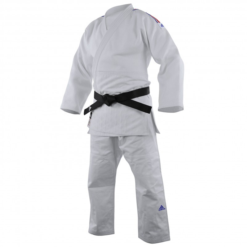 Judogi mit Streifen blau weiß rot Kind adidas Champion III