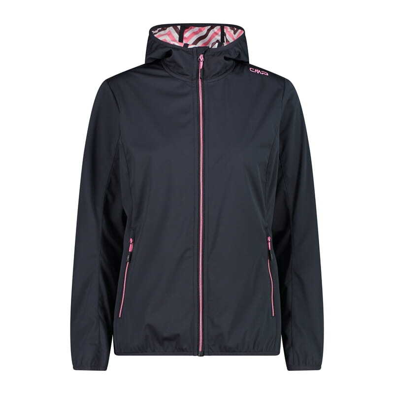 Damenregenjacke mit Kapuze und bedrucktem Futter CMP