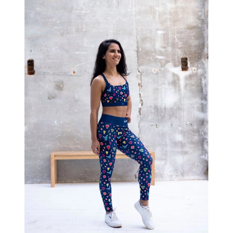 Lange Leggings, Damen Les Poulettes Fitness Cœur