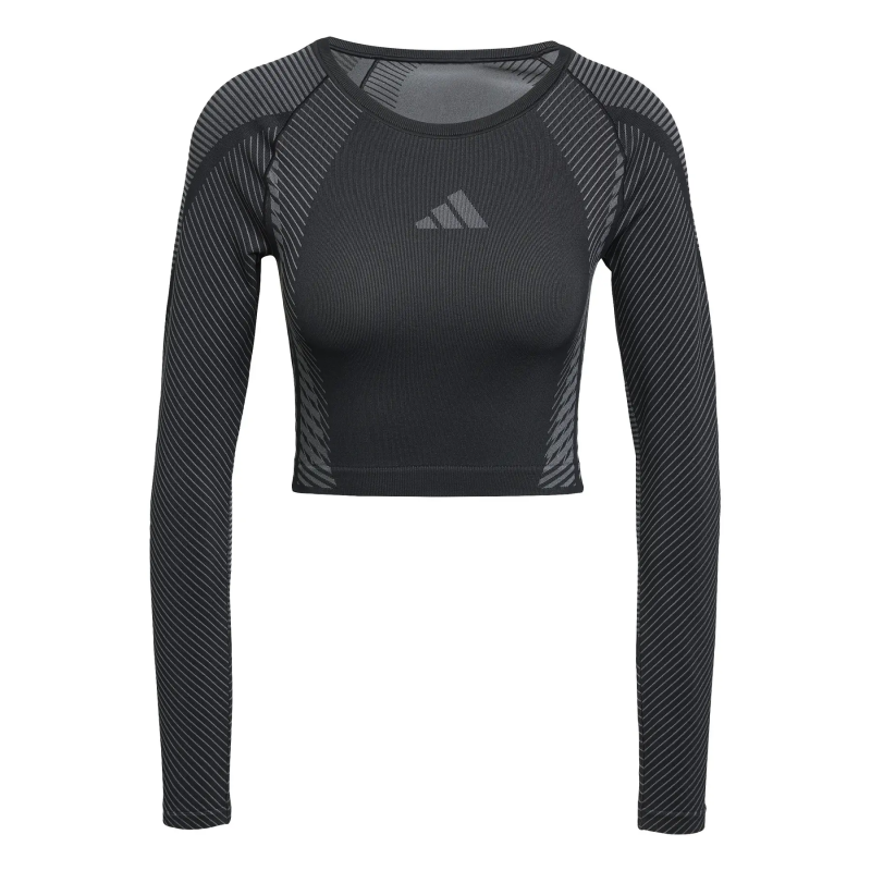 Nahtloser Crop-Sportshirt mit langen Ärmeln für Damen adidas