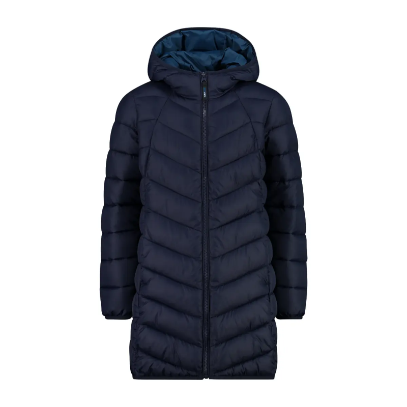 Lange Mädchen Steppjacke mit Kapuze CMP