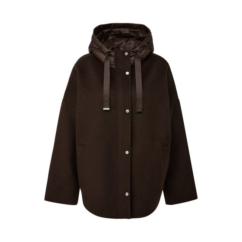 Damen Wollponcho mit Knopfkinnschutz COMMA