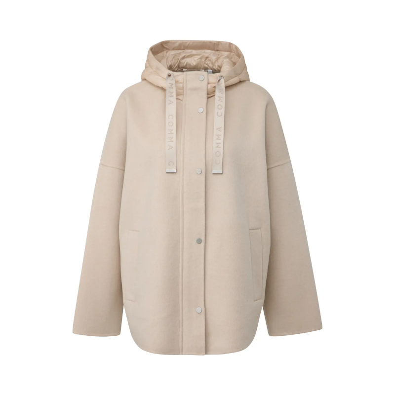 Damen Wollponcho mit Knopfkinnschutz COMMA